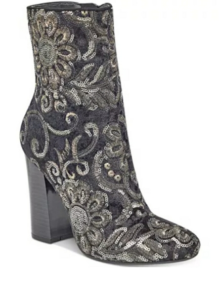 New Guess Lovebugi Brocade Block Heel Booties 7M - Picture 2 of 10